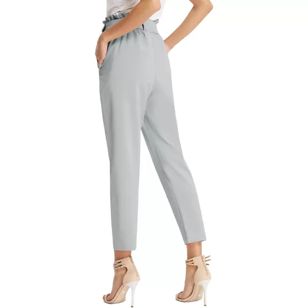 GRACE KARIN Womens Paper Bag Waist Pants Slim Fit Casual Office Pencil PantsLight Gray