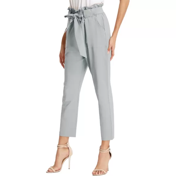 GRACE KARIN Womens Paper Bag Waist Pants Slim Fit Casual Office Pencil PantsLight Gray
