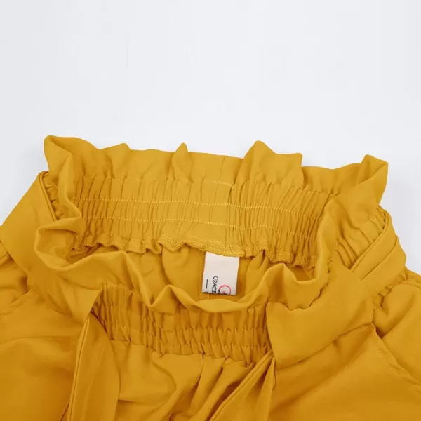 GRACE KARIN Womens Paper Bag Waist Pants Slim Fit Casual Office Pencil PantsLight Yellow