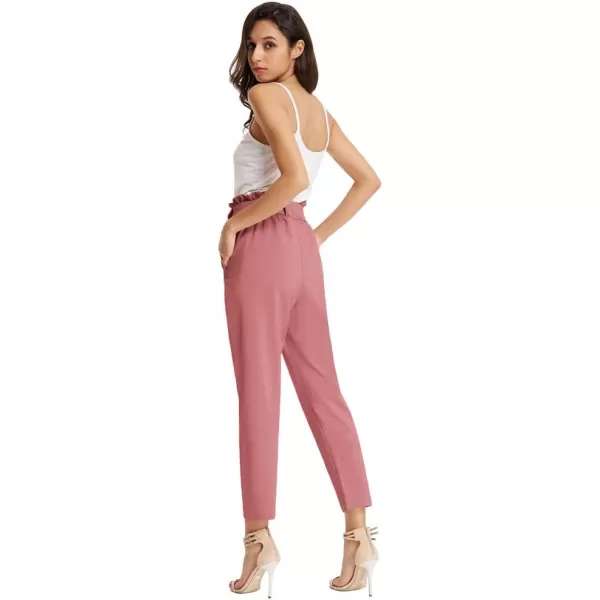 GRACE KARIN Womens Paper Bag Waist Pants Slim Fit Casual Office Pencil PantsPink