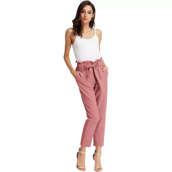 GRACE KARIN Womens Paper Bag Waist Pants Slim Fit Casual Office Pencil PantsPink