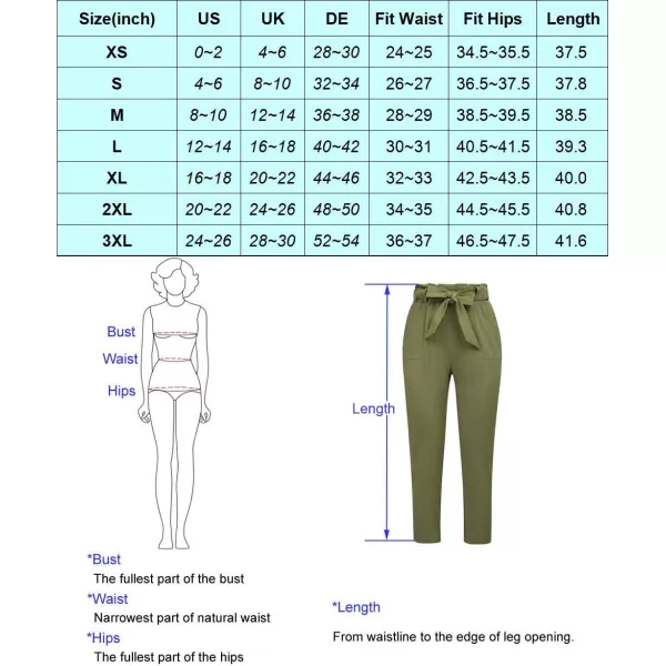 GRACE KARIN Womens Paper Bag Waist Pants Slim Fit Casual Office Pencil PantsPuce