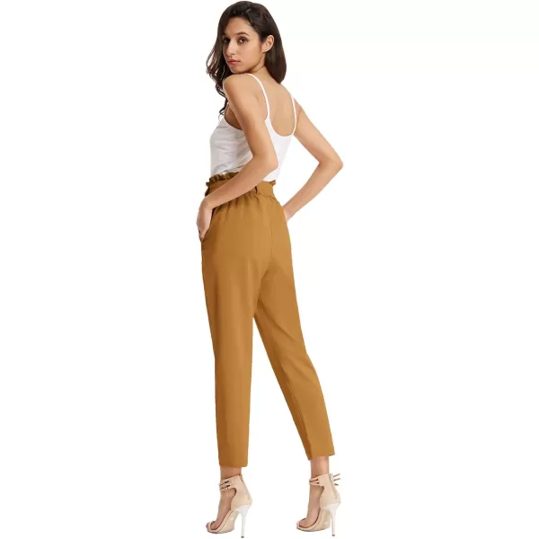 GRACE KARIN Womens Paper Bag Waist Pants Slim Fit Casual Office Pencil PantsYellow