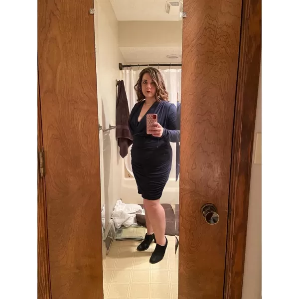 GRACE KARIN Womens Retro Long Sleeve Ruched Wrap Party Pencil DressBlack