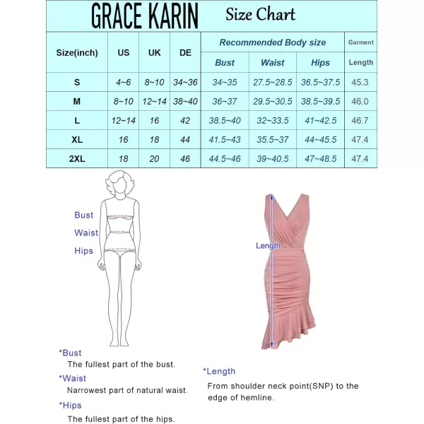 GRACE KARIN Womens Ruched Bodycon Dress Summer Sleeveless Wrap VNeck Midi Cocktail DressesNavy