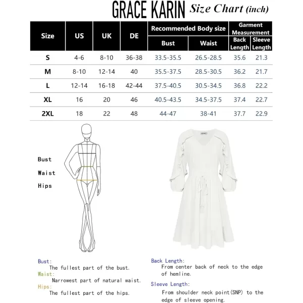 GRACE KARIN Womens Ruffle Flowy Swing Short Dress V Neck Long Sleeve Tie Waist DressesWhite