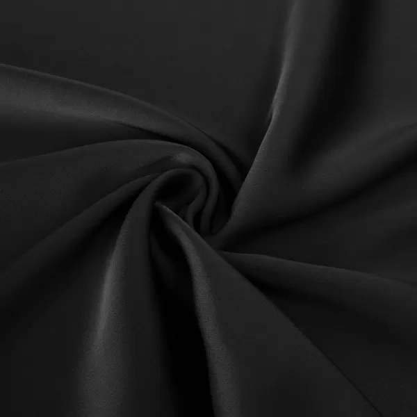 GRACE KARIN Womens Satin Silk Blouse Lapel V Neck Long Sleeve Casual Work Blouse Shirts Pullover TopsBlack