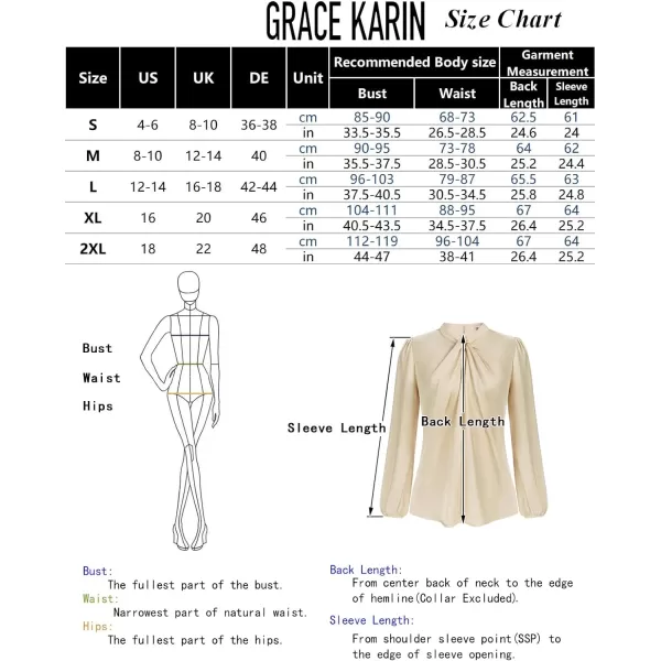 GRACE KARIN Womens Satin Top Mock Neck Twist Front Top Long Lantern Sleeve Silk Shirts Casual Loose Work Office BlouseNavy Blue