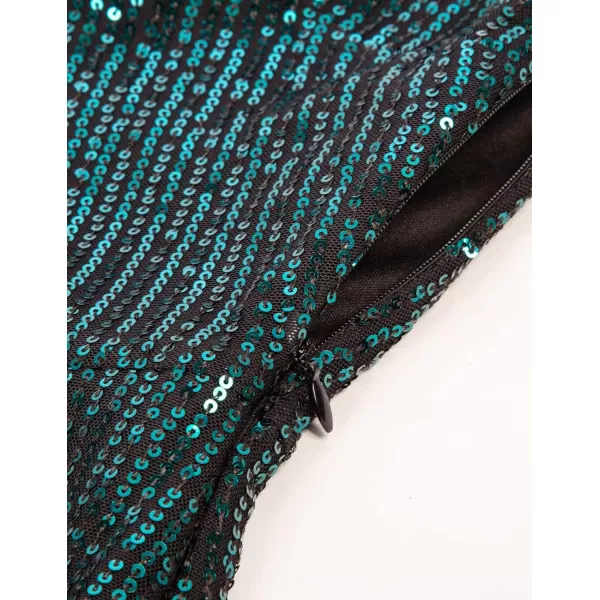 GRACE KARIN Womens Sequin Dress Sparkly Glitter One Shoulder Party Club Dress Wrap Hem Ruched Cocktail DressesDark Green