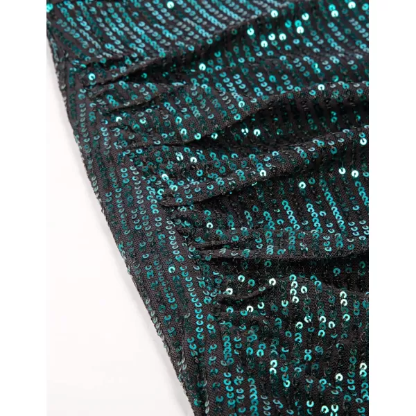 GRACE KARIN Womens Sequin Dress Sparkly Glitter One Shoulder Party Club Dress Wrap Hem Ruched Cocktail DressesDark Green