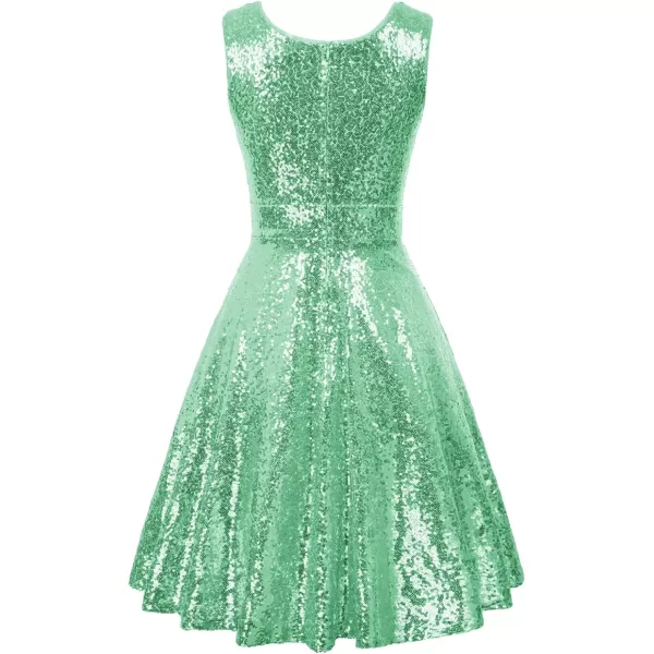 GRACE KARIN Womens Sequin Glitter VNeck Party Dress Winter Velvet ALine Dress Lace Evening DressLight Greensequin