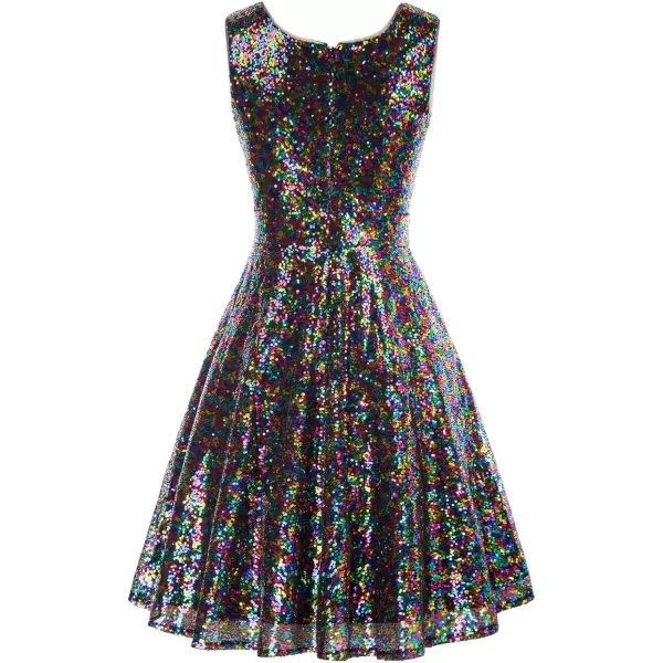 GRACE KARIN Womens Sequin Glitter VNeck Party Dress Winter Velvet ALine Dress Lace Evening DressMulticolor2sequin