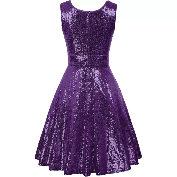 GRACE KARIN Womens Sequin Glitter VNeck Party Dress Winter Velvet ALine Dress Lace Evening DressPurplesequin