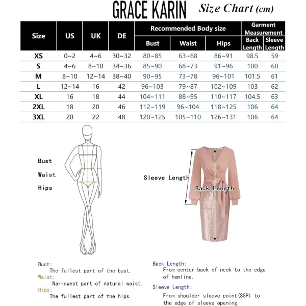 GRACE KARIN Womens Sequin Sparkly Party Dress Cocktail Bodycon Glitter Dresses Long SleevePink