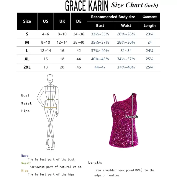 GRACE KARIN Womens Sequin Tank Tops One Shoulder Sleeveless Party Camisole VestRose