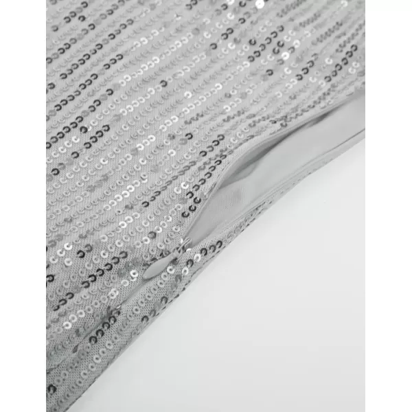 GRACE KARIN Womens Sequin Tank Tops One Shoulder Sleeveless Party Camisole VestSilver Gray