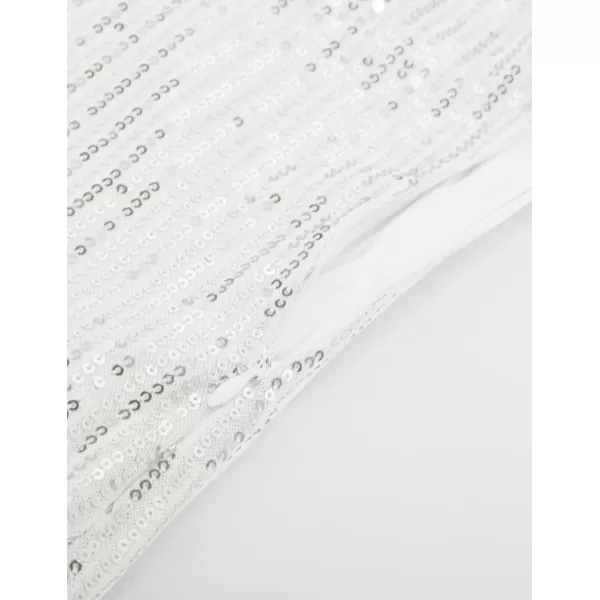 GRACE KARIN Womens Sequin Tank Tops One Shoulder Sleeveless Party Camisole VestWhite
