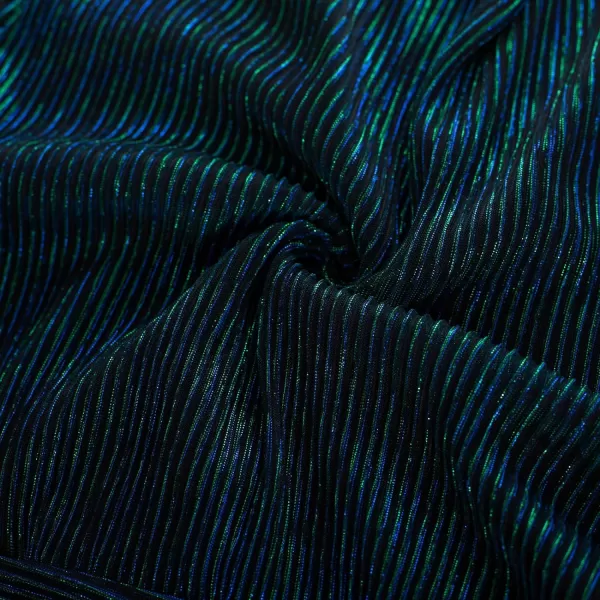 GRACE KARIN Womens Sequin Tops VNeck Waist Pleat Blouse Lantern Sleeves Sparkly Peplum TopsBluegreen