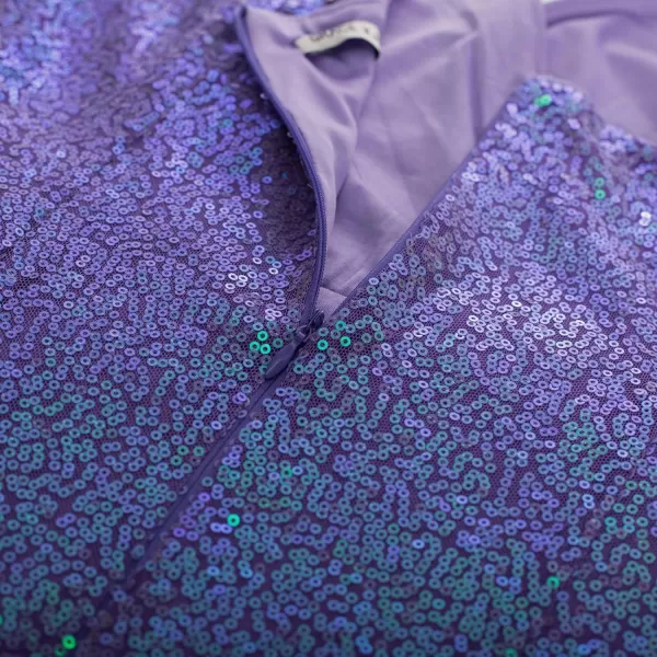 GRACE KARIN Womens Sexy Sequin Sparkly Glitter Ruched Party Club Dress Spaghetti Straps Wrap VNeck Bodycon DressLight Purple