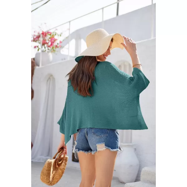 GRACE KARIN Womens Shawl Poncho Cape Cardigan Sweater Open Front for Spring Summer Knitted Plaid Shawl Cape Cardigan SweaterGray Blue
