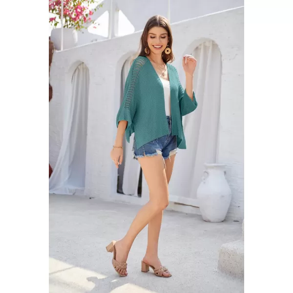 GRACE KARIN Womens Shawl Poncho Cape Cardigan Sweater Open Front for Spring Summer Knitted Plaid Shawl Cape Cardigan SweaterGray Blue