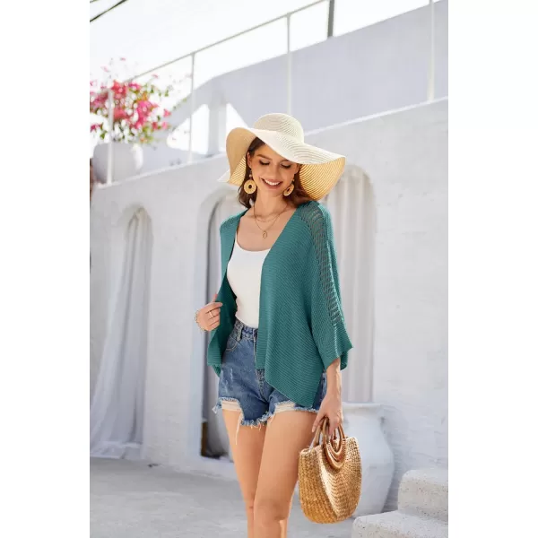 GRACE KARIN Womens Shawl Poncho Cape Cardigan Sweater Open Front for Spring Summer Knitted Plaid Shawl Cape Cardigan SweaterGray Blue