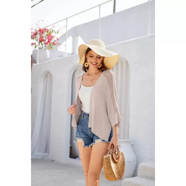 GRACE KARIN Womens Shawl Poncho Cape Cardigan Sweater Open Front for Spring Summer Knitted Plaid Shawl Cape Cardigan SweaterLight Pink