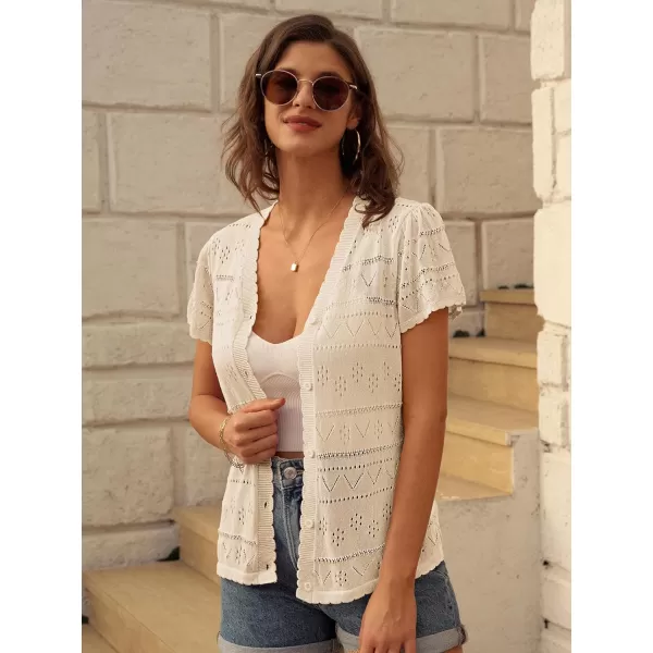 GRACE KARIN Womens Short Sleeve Cardigan 2024 Summer Crochet Cardigans for Women Lightweight Shrugs Sweaters TopsApricot