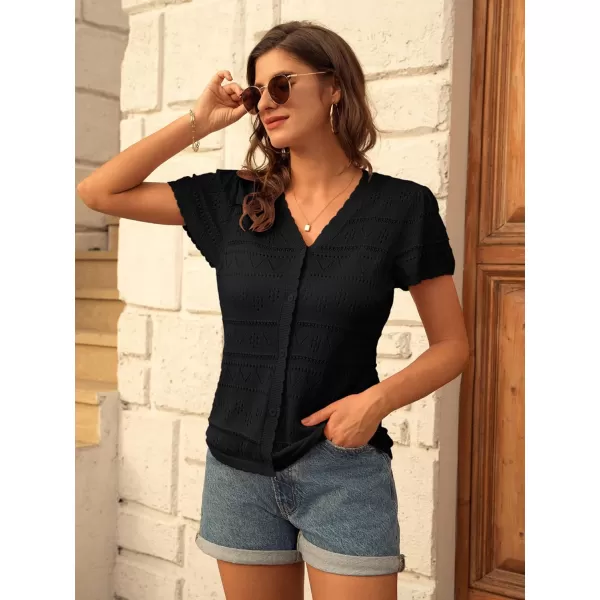 GRACE KARIN Womens Short Sleeve Cardigan 2024 Summer Crochet Cardigans for Women Lightweight Shrugs Sweaters TopsBlack