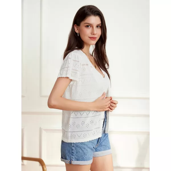 GRACE KARIN Womens Short Sleeve Cardigan 2024 Summer Crochet Cardigans for Women Lightweight Shrugs Sweaters TopsIvory