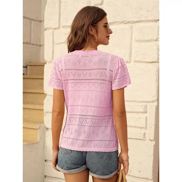 GRACE KARIN Womens Short Sleeve Cardigan 2024 Summer Crochet Cardigans for Women Lightweight Shrugs Sweaters TopsPink