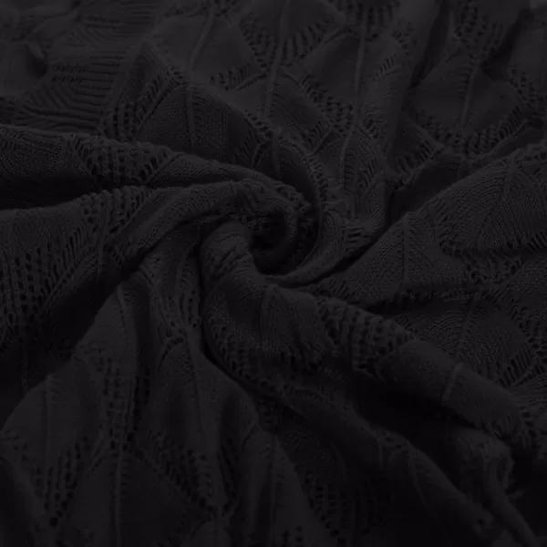 GRACE KARIN Womens Short Sleeve Open Front Crochet Knit Cardigan Lightweight Summer Kimono Boho Cardigans with Side SlitBlack