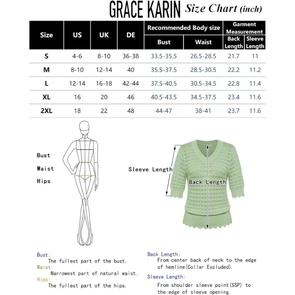 GRACE KARIN Womens Short Sleeve Sweaters Tops V Neck Pullover Knit Shirts Crochet Hollow Out BlousesWhite