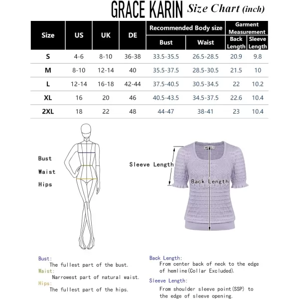 GRACE KARIN Womens Short Sleeve Tops Pullover Sweaters Knit Tops Casual Hollow Out Knitted o Neck for Daily WearLight Blue