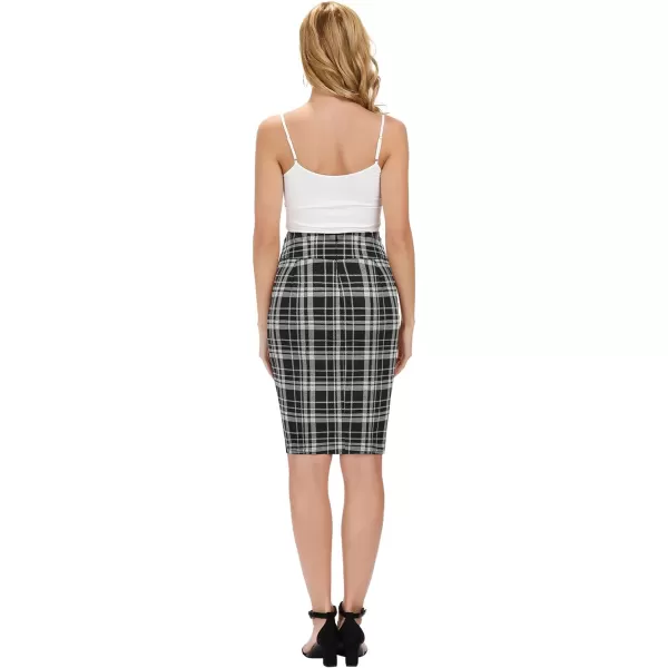 GRACE KARIN Womens Skirts Dressy Casual Slim Fit Business Office Pencil Skirts Wear to WorkBlack White Plaid