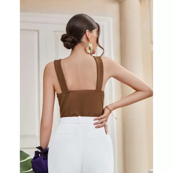 GRACE KARIN Womens Sleeveless Camisole Tank Tops Keyhole Neck Slim Fitted Strap Halter Blouse Summer Casual TopsBrown