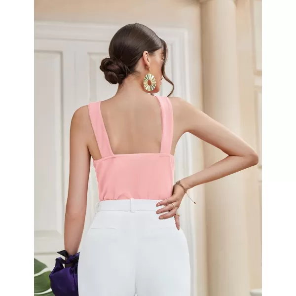 GRACE KARIN Womens Sleeveless Camisole Tank Tops Keyhole Neck Slim Fitted Strap Halter Blouse Summer Casual TopsLight Pink