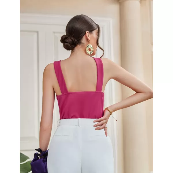 GRACE KARIN Womens Sleeveless Camisole Tank Tops Keyhole Neck Slim Fitted Strap Halter Blouse Summer Casual TopsRose Red