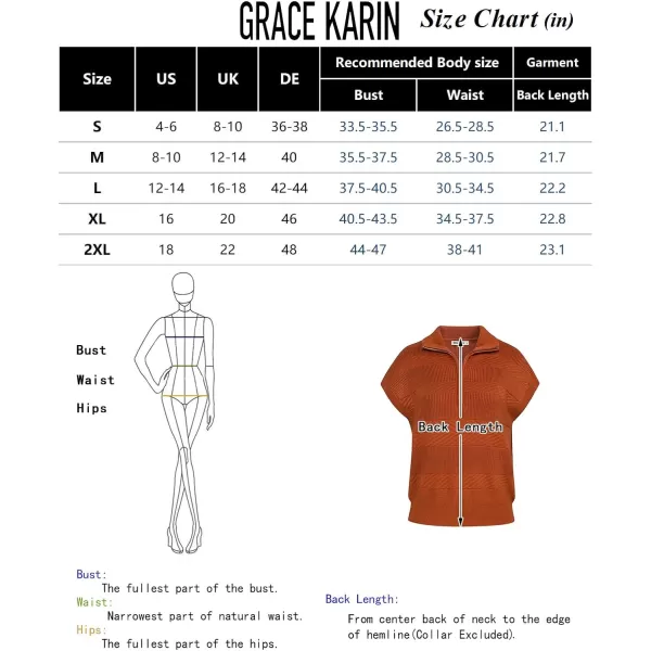 GRACE KARIN Womens Sleeveless Half Zip Sweater Striped Short Sleeve Pullover Ribbed Knitted Loose Sweaters S2XLRust1