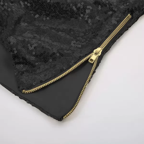 GRACE KARIN Womens Sleeveless Sparkle Sequin Tops VNeck Cami Sexy Club Tank TopBlack