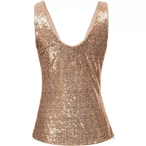 GRACE KARIN Womens Sleeveless Sparkle Sequin Tops VNeck Cami Sexy Club Tank TopChampagne