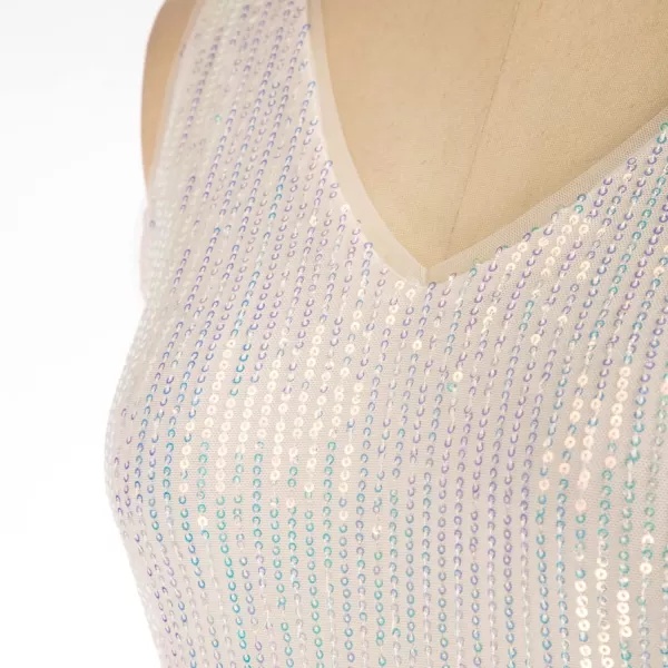 GRACE KARIN Womens Sleeveless Sparkle Sequin Tops VNeck Cami Sexy Club Tank TopIvory