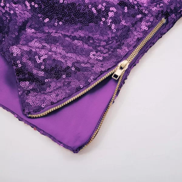 GRACE KARIN Womens Sleeveless Sparkle Sequin Tops VNeck Cami Sexy Club Tank TopPurple