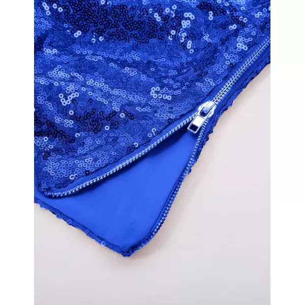 GRACE KARIN Womens Sleeveless Sparkle Sequin Tops VNeck Cami Sexy Club Tank TopRoral Blue