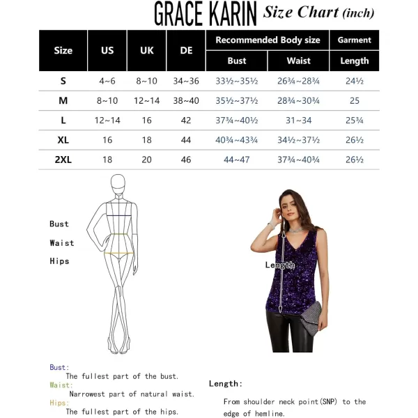 GRACE KARIN Womens Sleeveless Sparkle Sequin Tops VNeck Cami Sexy Club Tank TopVelvetpurple