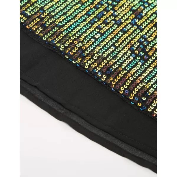 GRACE KARIN Womens Sleeveless Sparkle Shimmer Camisole Vest Double Strap Sequin Tank TopsBlack Colorful