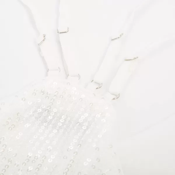 GRACE KARIN Womens Sleeveless Sparkle Shimmer Camisole Vest Double Strap Sequin Tank TopsWhite Double Strap