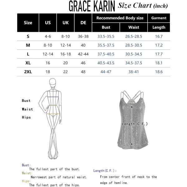 GRACE KARIN Womens Sleeveless Sparkle Shimmer Camisole Vest Double Strap Sequin Tank TopsWhite Double Strap