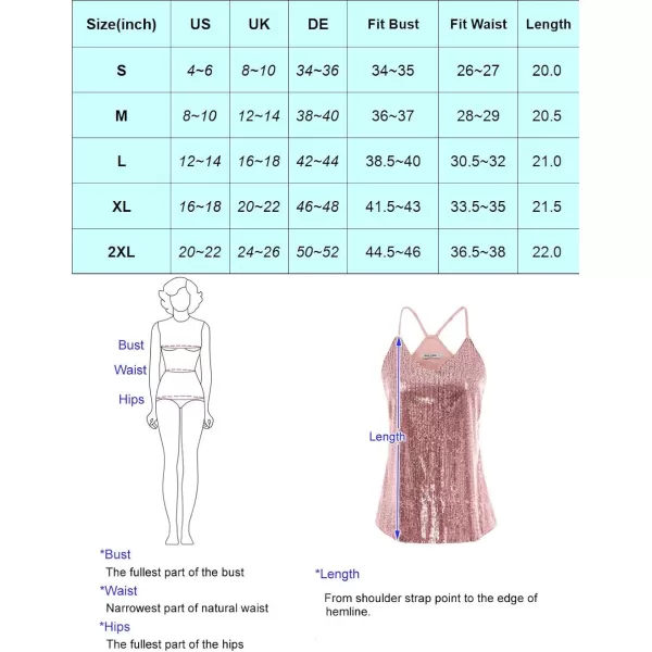 GRACE KARIN Womens Sleeveless Sparkle Shimmer Camisole Vest Sequin Tank TopsGold
