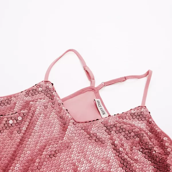 GRACE KARIN Womens Sleeveless Sparkle Shimmer Camisole Vest Sequin Tank TopsSequin Pink